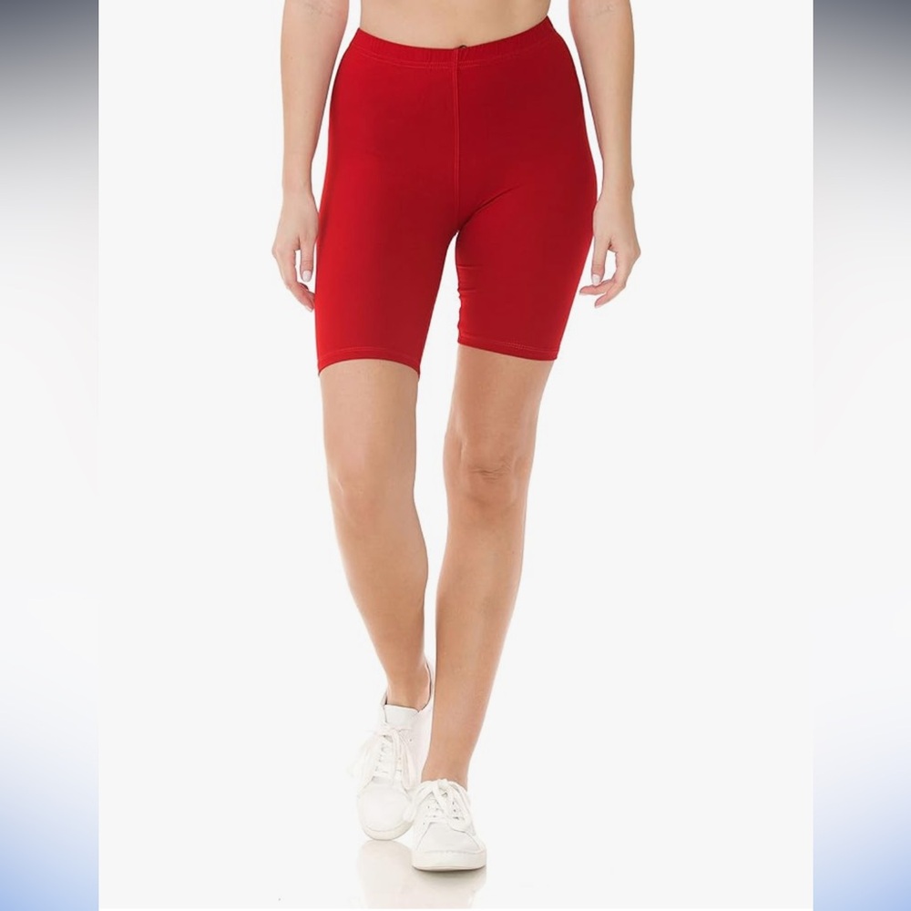 Red High Waisted Biker Shorts